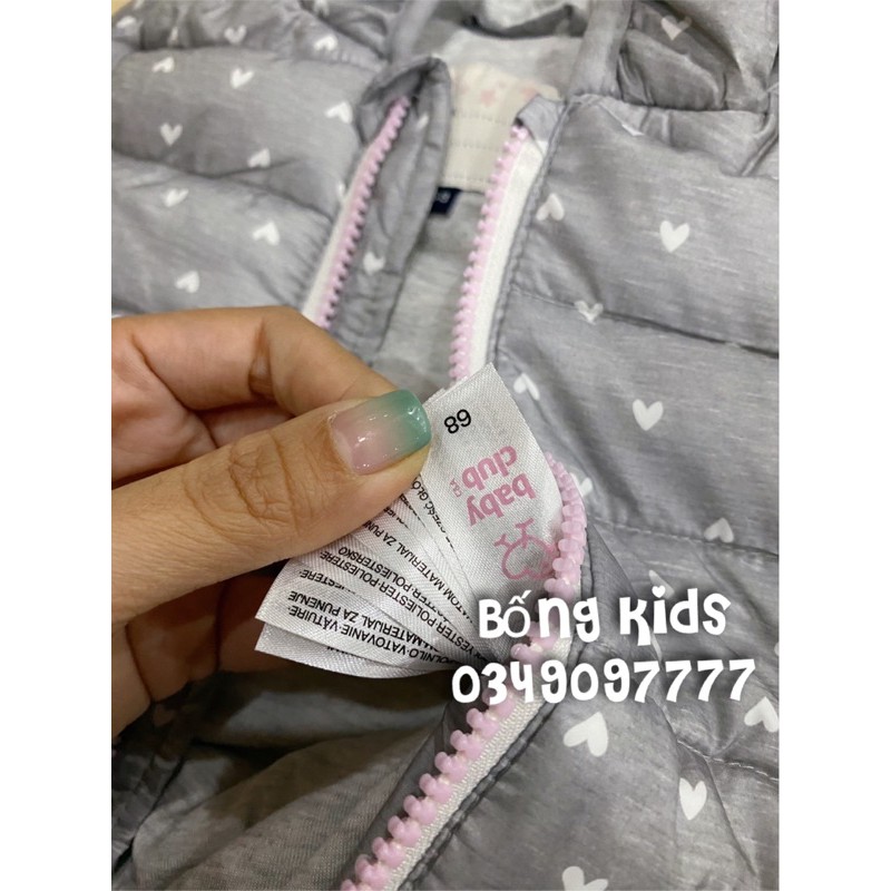 Áo Phao Bé Gái Siêu Nhẹ Trái Tim Ghi Tai Gấu C&A
