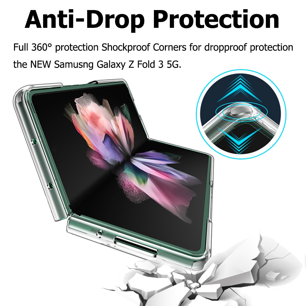 Miimall Ốp Z Fold 3 Điện Thoại PC Cứng Trong Suốt Siêu Mỏng Cho Samsung Galaxy Z Fold 3