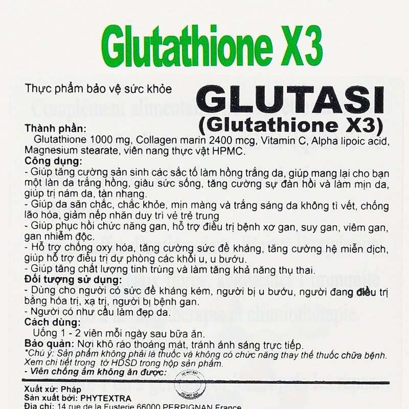Viên Uống Collagen - Hỗ Trợ Chống Oxy Hóa Glutasi Glutathione X3 Phytextra 60 Viên