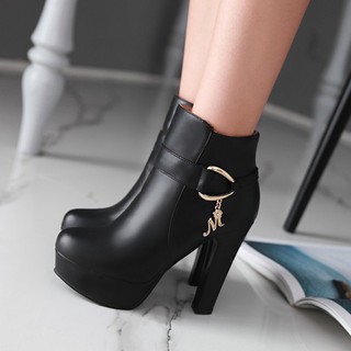 Giày Bốt Nữ Cao Gót Da Pu Cao 12Cm G055