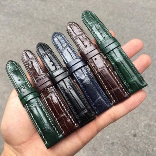 Dây đồng hồ cá sấu nhập handmade kèm khóa cài
