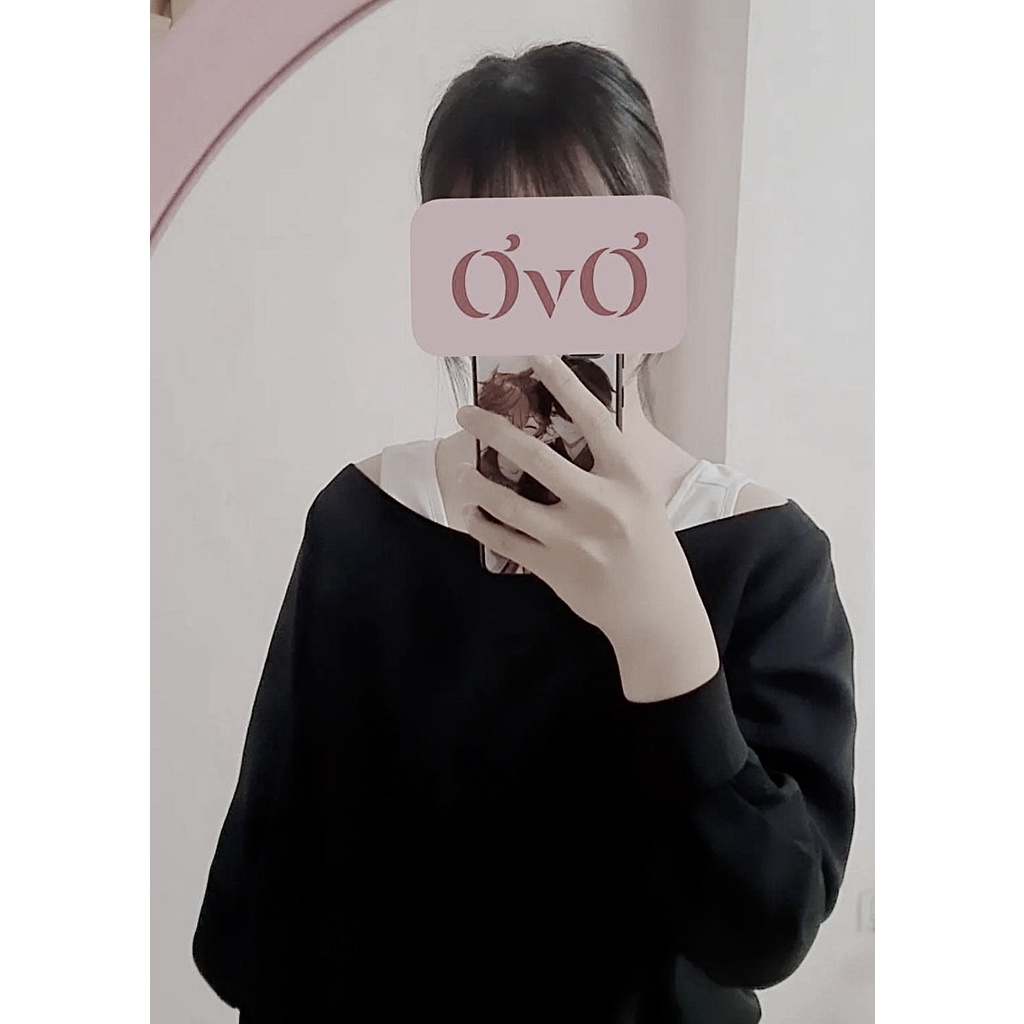 Set áo Mikey đen trễ vai form rộng unisex nam nữ