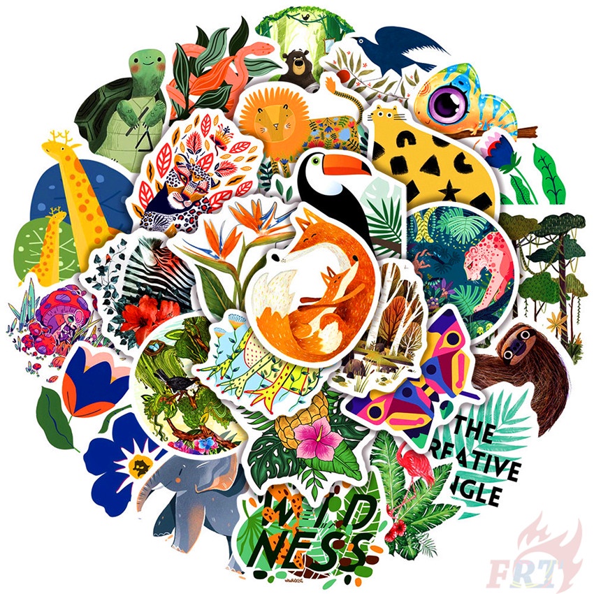 ❉ Miếng Dán Trang Trí Hình Rừng Cây Sáng Tạo Amazon Forest Series 01 ❉ Set 50 Sticker Họa Tiết Doodle Thời Trang Dùng Để Trang Trí Ván Trượt / Laptop / Vali