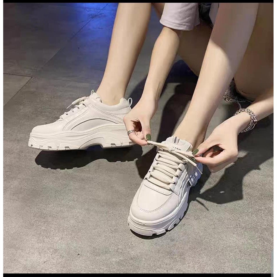 Giầy thể thao nữ ULZZang độn đế (FREESHIP - TẶNG TẤT), hàng full trắng siêu cá tính | BigBuy360 - bigbuy360.vn