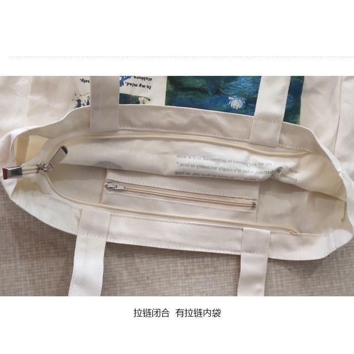 Túi vải Tote in hình phong cách đơn giản cho nữ