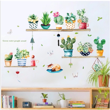 Decal dán tường, tranh dán tường xương rồng trang trí nhà cửa, quán cà phê hàng cao cấp - MyNa Mart