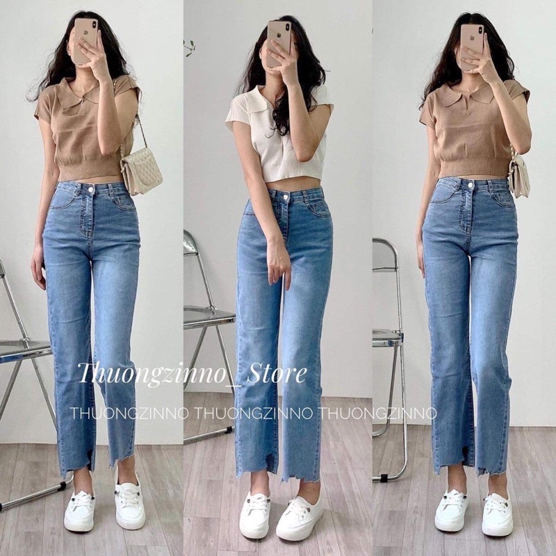 [Ảnh thật/Video]Quần ống đứng cắt gấu Ziczac kiểu Hàn Quốc Quần ống đứng ôm chân gọn dáng