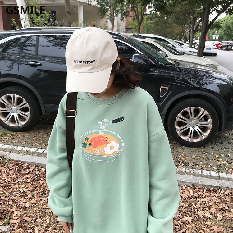 Áo sweater dáng rộng in hình hoạt hình phong cách Hàn Quốc