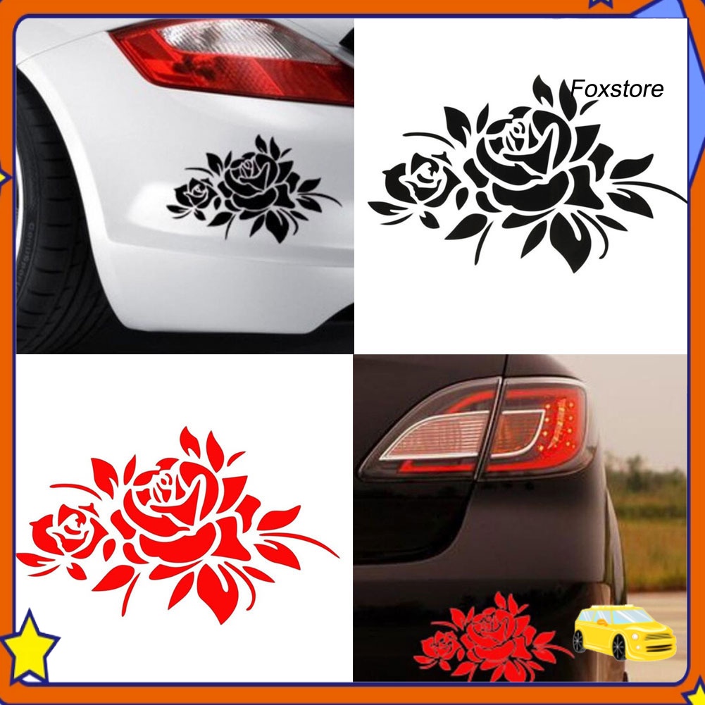 Nhãn Dán Trang Trí Xe Hơi Họa Tiết Hoa Hồng Phản Quang Độc Đáo
