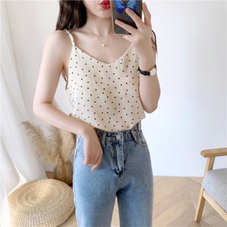Áo hai dây lụa trái tim phong cách Hàn Quốc