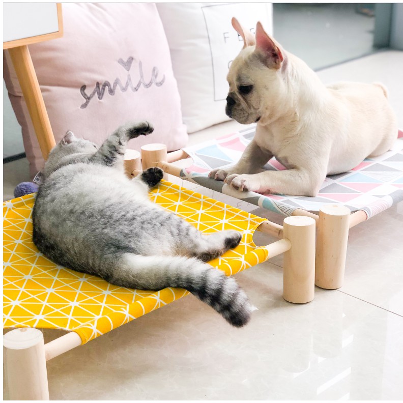 GIƯỜNG CHO CHÓ MÈO BẰNG GỖ, GIƯỜNG VÕNG CHO THÚ CƯNG - 💝 LOVE PETS SHOP 💝