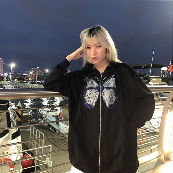 Áo khoác nữ form rộng hoạ tiết bươm bướm đính đá có mũ