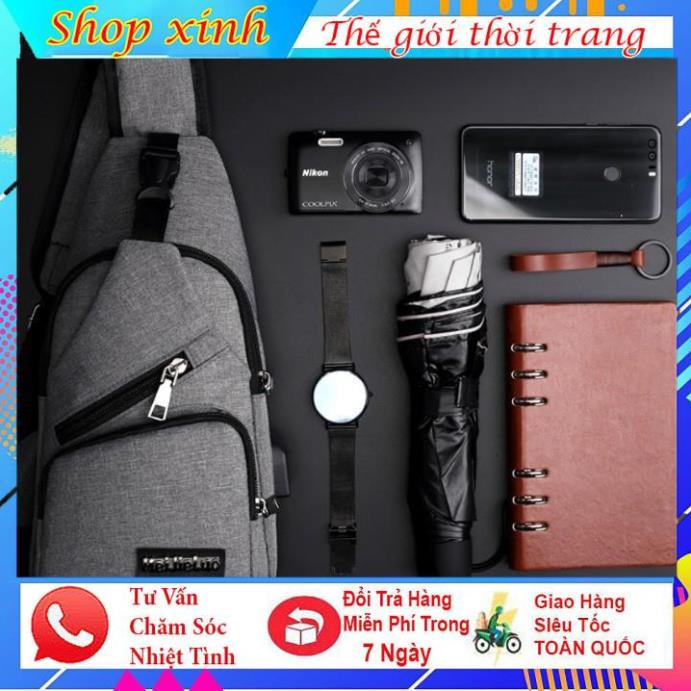 Túi Đeo Chéo, Túi Vải Nam Canvas Có Cổng Sạc Tiện Lợi Phong Cách Thể Thao Thời Trang Hàn Quốc Đậm Chất Nam Tính. | BigBuy360 - bigbuy360.vn