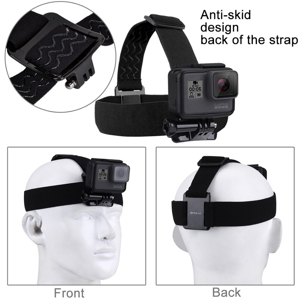 Bộ dây đeo đầu và đầu co giãn PULUZ Go Pro cho GoPro NEW HERO/HERO6/5/4/3+DJI OSMO Action 2
