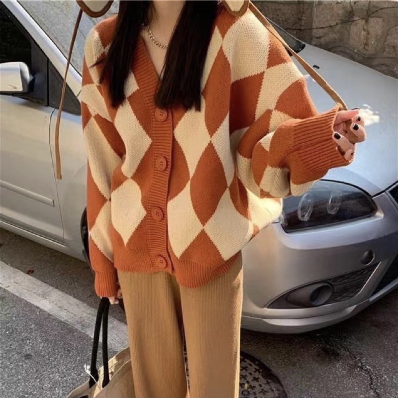 SẴN Áo len cardigan bigsize hoạ tiết quả trám 3 màu thích hợp đi đà lạt mặc thu đông ulzzang