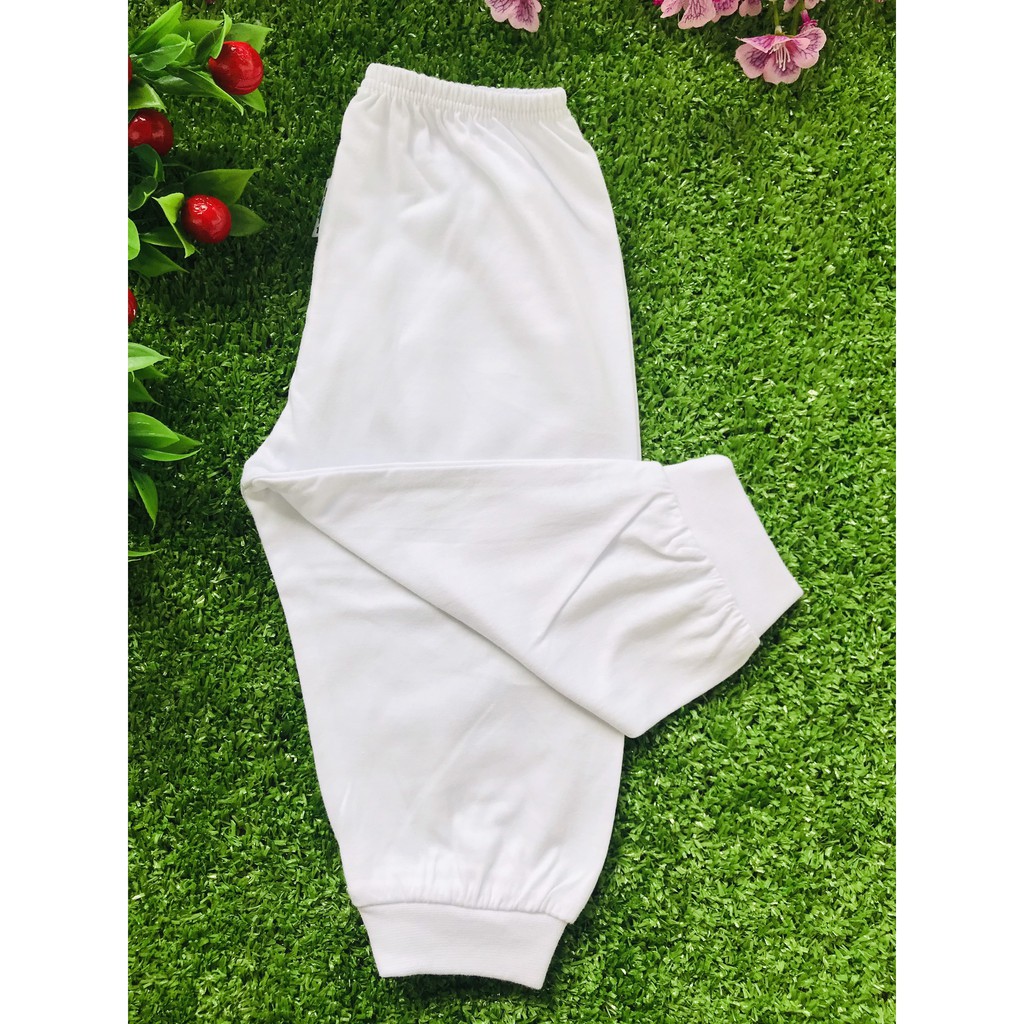 Set 5 Quần dài trắng FANY ống bo từ sơ sinh đến 40kg- Quần cotton trắng