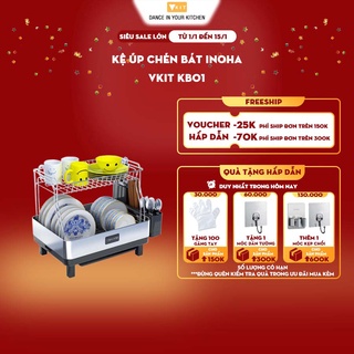 Kệ úp chén bát inox 304 loại 2 tầng INOHA có giá để bát VKIT KB01