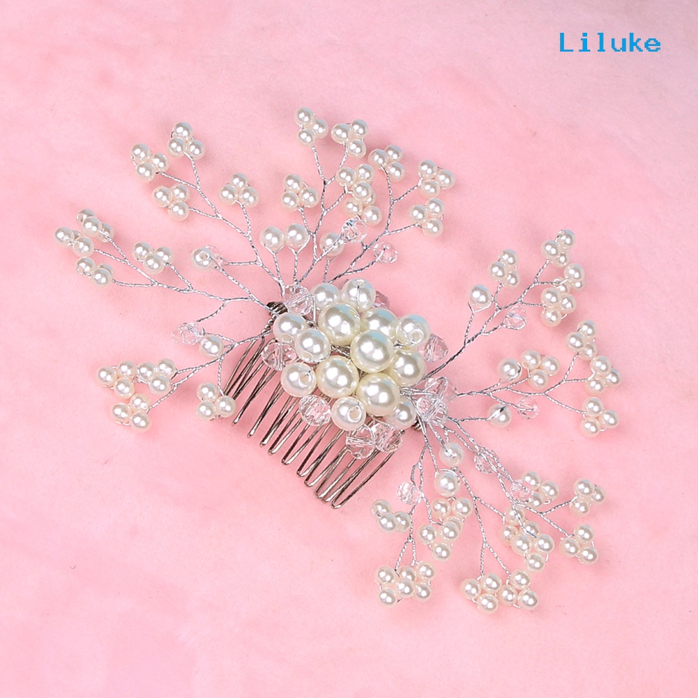 Lược Cài Tóc Nữ Họa Tiết Hoa Đính Ngọc Trai Thời Trang Thanh Lịch