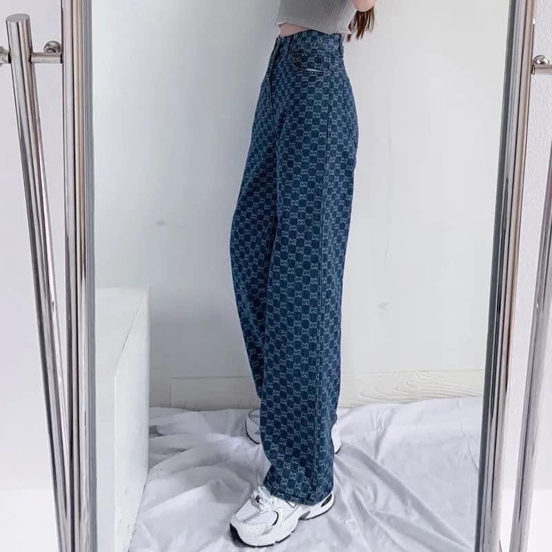 GUCCI Jeans quần ống suông lưng cao hot hit hàng cao cấp