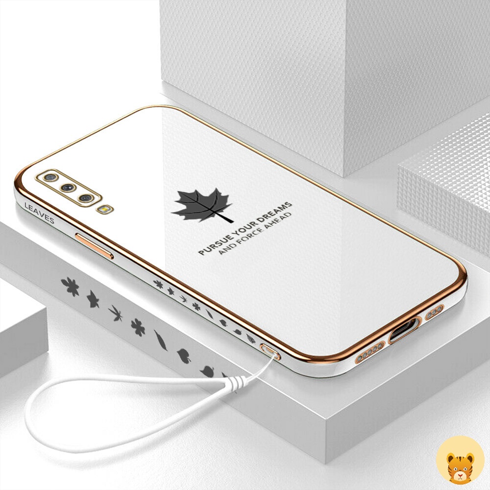 Ốp Điện Thoại Dẻo Mạ Màu Họa Tiết Sang Trọng Kèm Dây Đeo Cho Samsung A7 2018 A750