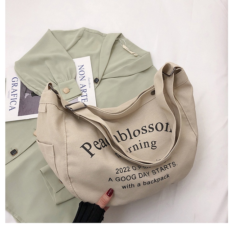 Túi Tote Đeo Chéo, Túi Đeo Chéo Vải Canvas Phong Cách Ulzzang Unisex Học Sinh Sinh Viên Đi Chơi, Đi Học