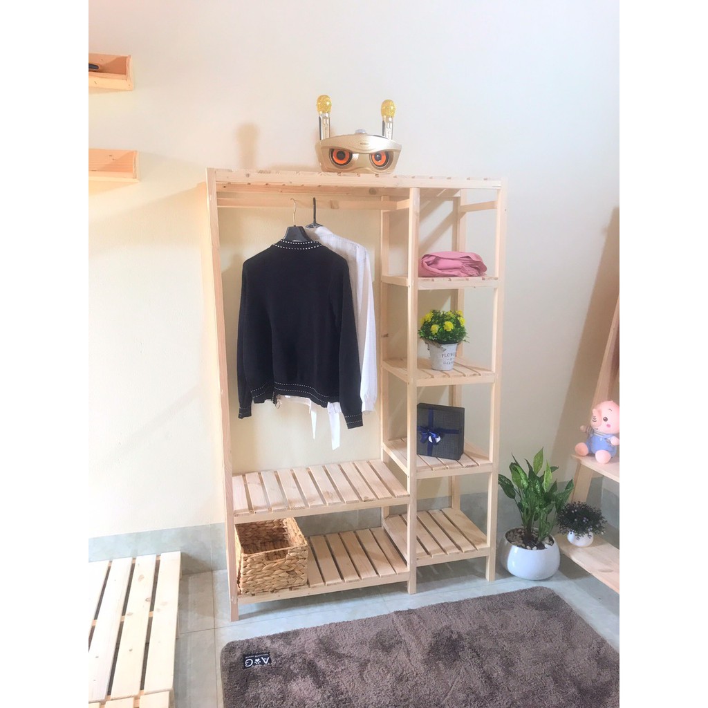 Kệ Treo Quần Áo Gỗ Thông 2 Ngăn, Giá Treo Quần Áo Xuất Khẩu, Giá Treo Quần Áo Trung Cư.