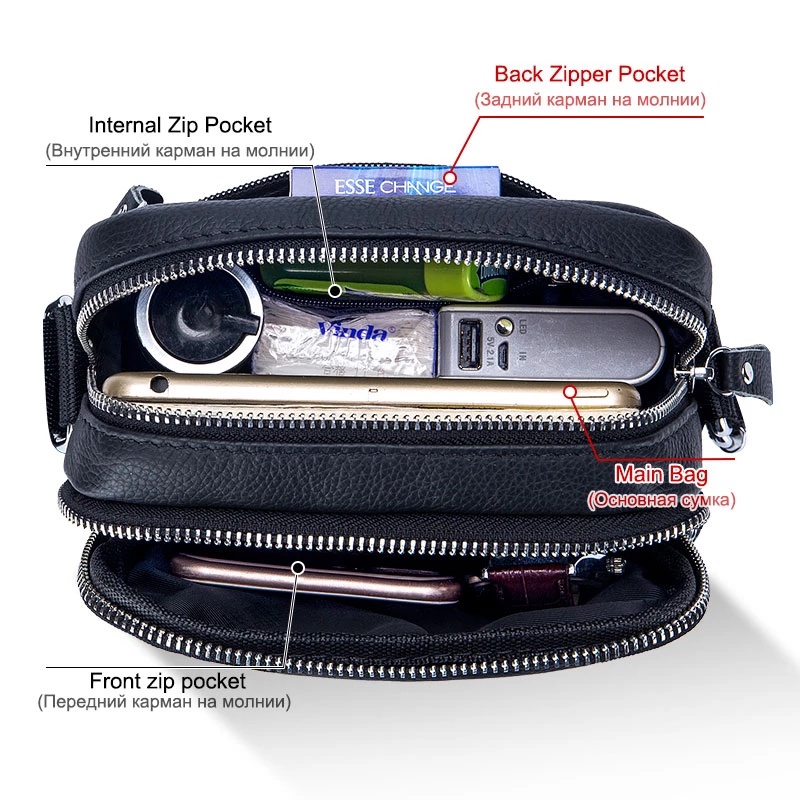 Túi Da Bò Mini Đeo Chéo Phong Cách Doanh Nhân Thời Trang Cho Nam