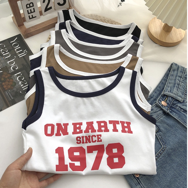 Áo Tank Top Sát Nách Cổ Tròn Hoạ Tiết Chữ In