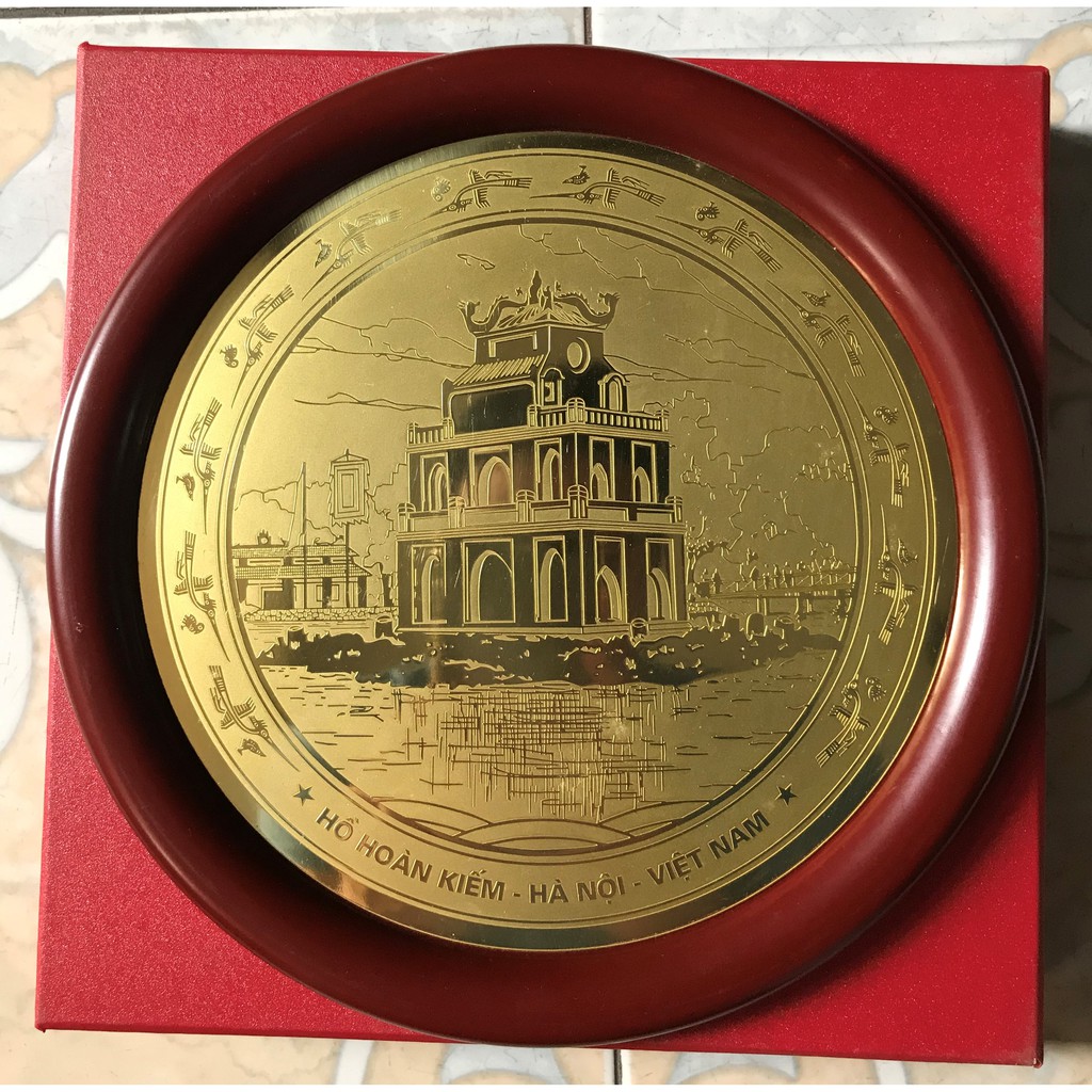 Đĩa đồng Tháp Rùa làm quà tặng để bàn làm việc