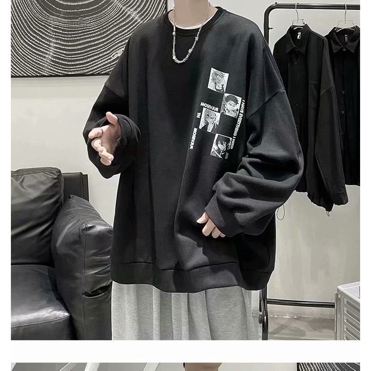 Áo Sweater Dáng Rộng In Hoạt Hình Phong Cách Nhật Bản 3 Màu Size M-5Xl Hợp Thời Trang Cho Các Cặp Đôi | BigBuy360 - bigbuy360.vn