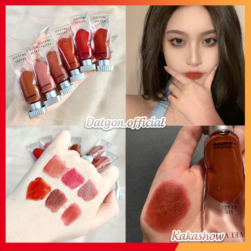 Son Kem Lì KAKASHOW Tuýp Mềm Môi Căng Mọng Ice Cube Velvet  Hàng Nội Địa Trung