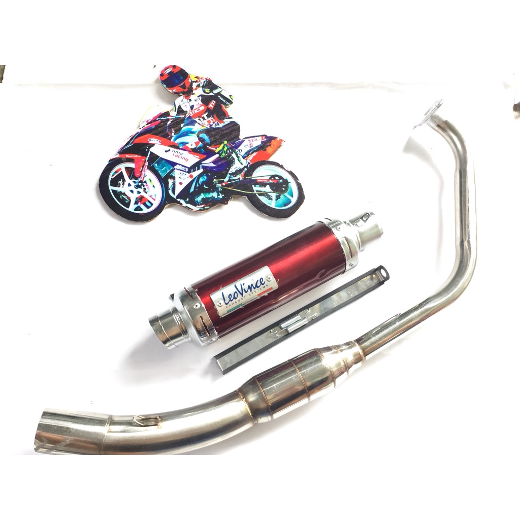 Pô leovince ĐỎ FULL CỔ bầu hơi inox GẮN NHIỀU LOẠI XE exicter, winer, sonic, raider, satria, gsx, fz, tfx, cbr, r15,...