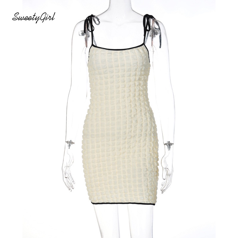 Đầm Mini Sát Nách Đính Nơ Màu Sắc Tương Phản Quyến Rũ Cho Nữ 2022