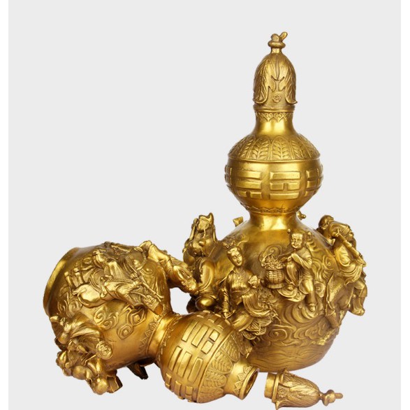 Bình Hồ Lô Bát Tiên Đúc Bằng Đồng Thau Nguyên Chất Cao 23cm Nặng 1,1kg