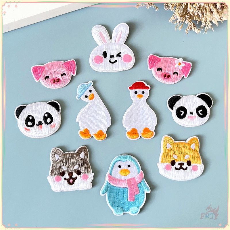 ♥ Miếng Dán Tự Dính Hình Đầu Động Vật Vui Nhộn - Ngỗng / Thỏ / Heo / Shiba Inu ♥ 1 Miếng Dán Ủi Quần Áo Hình Huy Hiệu