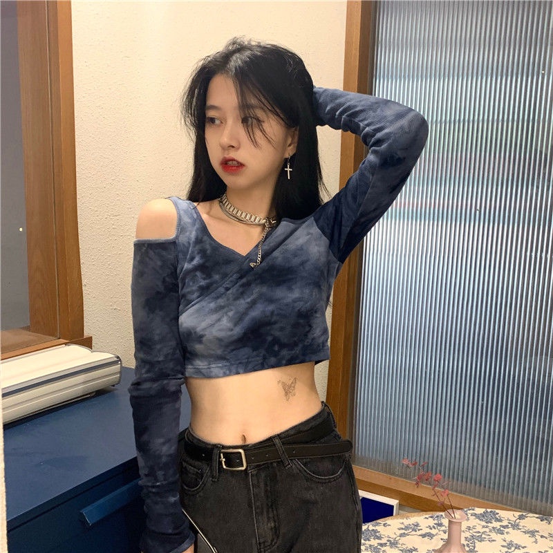 Áo Thun Lửng Tay Dài Nhuộm Màu Thời Trang Mùa Hè Mới Cho Nữ