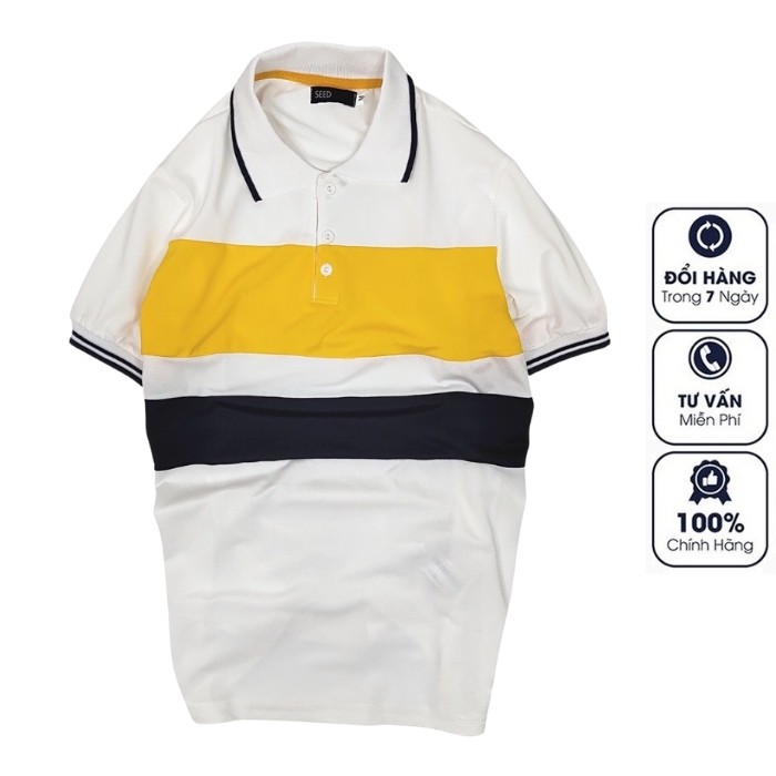 Áo Polo nam vải Cotton cá sấu phối ngang cổ bẻ xuất xịn,chuẩn form trẻ trung, thanh lịch. GRAMEN - POLO SEED