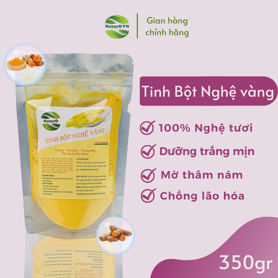 Tinh Bột Nghệ Đắp Mặt Nạ Hữu Cơ NaturO VN Nguyên Chất 350Gr Turmeric Powder 100% Organic TBN03