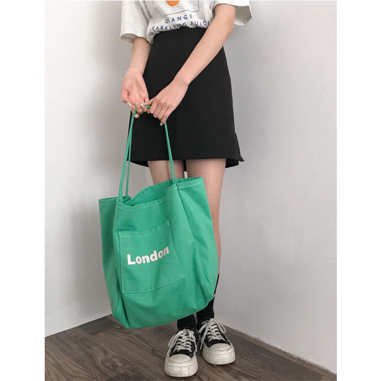 Túi xách canvas size lớn thiết kế đơn giản thời trang