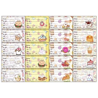 Nhãn vở đồ ăn bánh trà sữa 20-40 cái khác nhau/ nhãn dán food đồ ăn