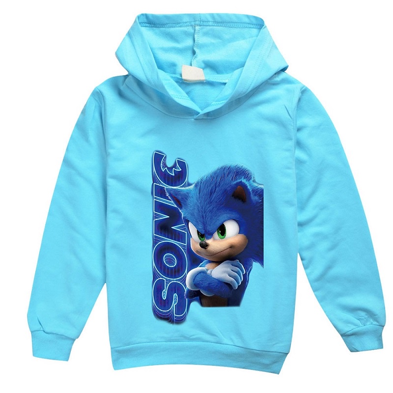 Áo Hoodies có nón dài tay in hình Sonic the Hedgehog Age 2-15 tuổi