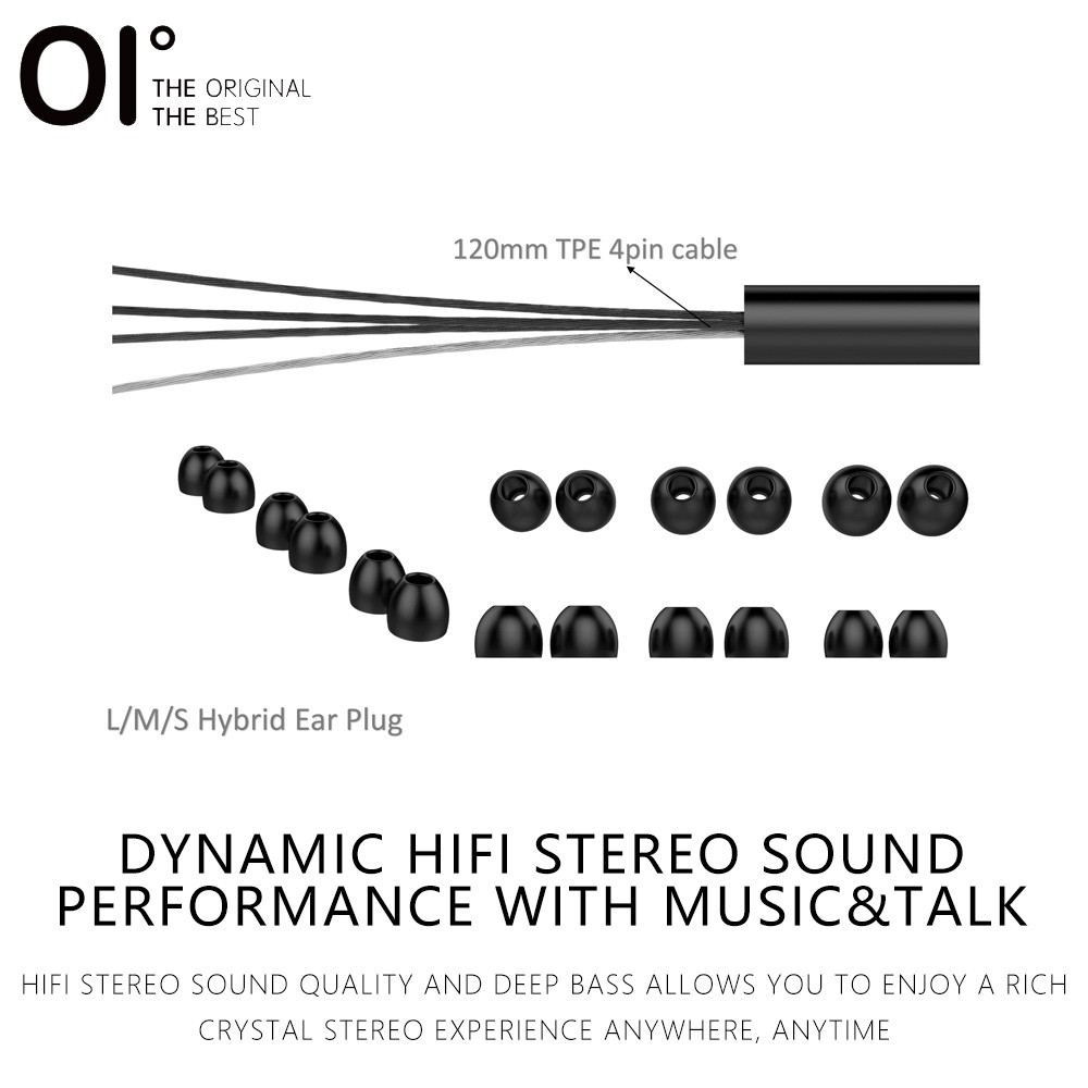 [Promotional Edition] Tai nghe nhét tai OI J3 có dây khử tiếng ồn có micro HD