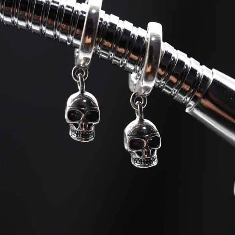 1 Đôi Bông Tai Hình Đầu Lâu Bằng Kim Loại Đơn Giản Sáng Tạo Thời Trang