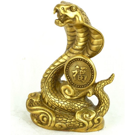 Tượng Rắn Phong Thủy Cuộn Chữ Phúc Bằng Đồng to Cao 23cm bán đồ đồng thờ cúng phong thủy