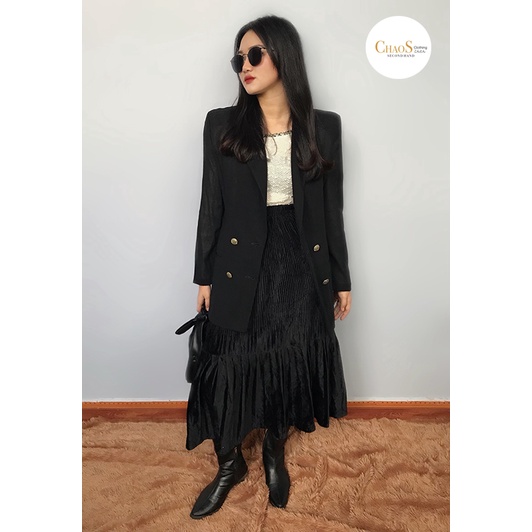Chân váy nhung xếp li siêu sang 2hand (secondhand)