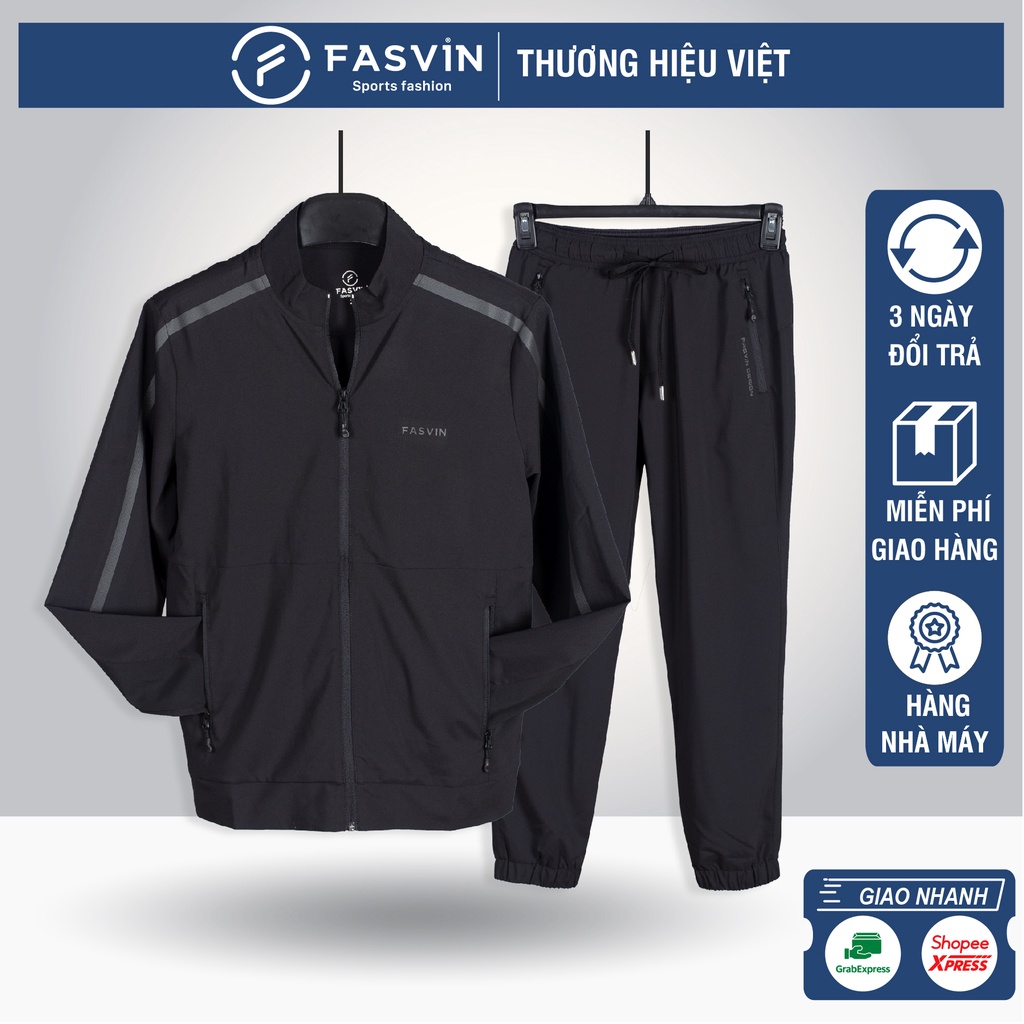 Bộ thể thao nam Fasvin BC20425.SG chất vải một lớp mềm mại co giãn thoải mái