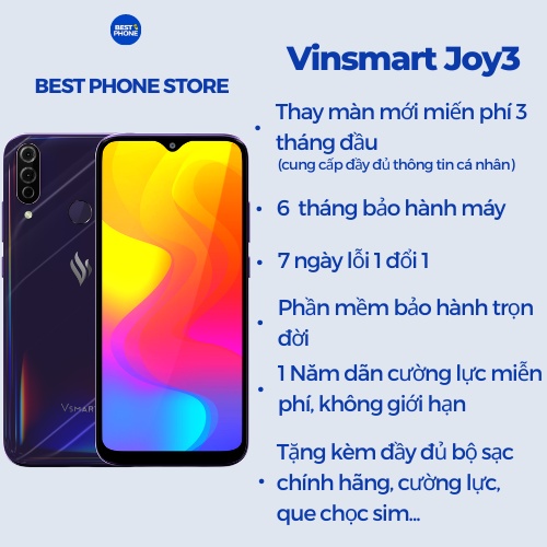 Điện thoại Vinsmart Joy3 đã qua sử dụng, điện thoai vsmart cũ, điện thoại giá rẻ kèm đầy đủ phụ kiện