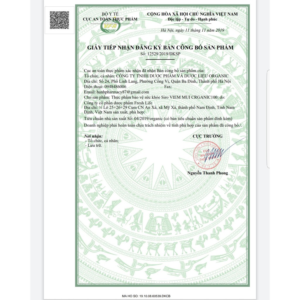 Siro viêm mũi Organic100 125ml Giúp Giảm các tình trạng viêm mũi, chảy nước mũi, ngạt mũi
