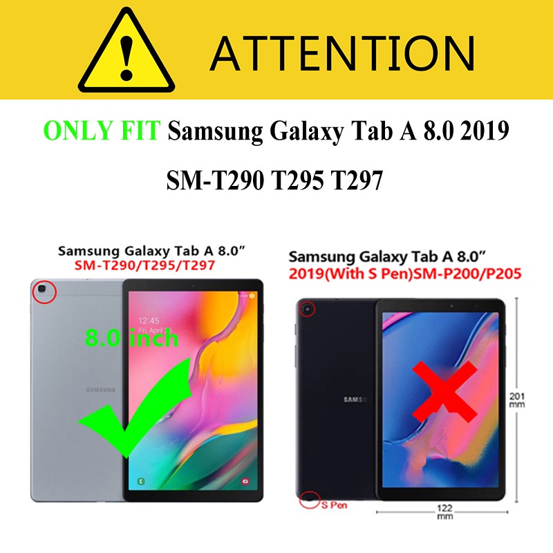 Bao da máy tính bảng nắp lật làm chân đỡ cho Samsung Galaxy Tab A 8.0 T290 T295 T297 2019 SM-T290 A 8"