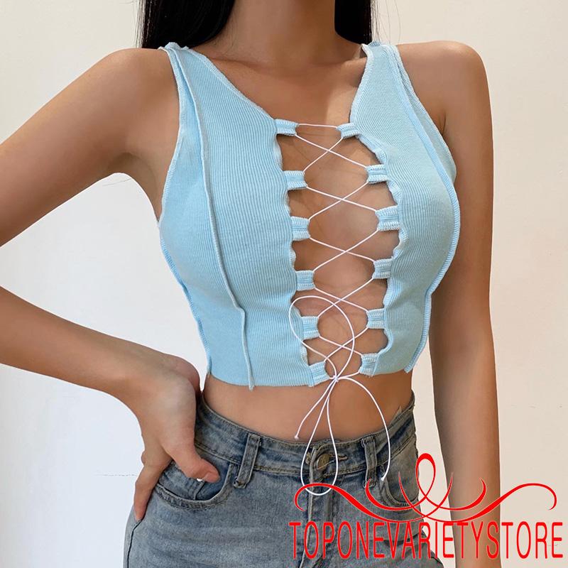 Áo Croptop Không Tay Thời Trang Quyến Rũ Cho Nữ